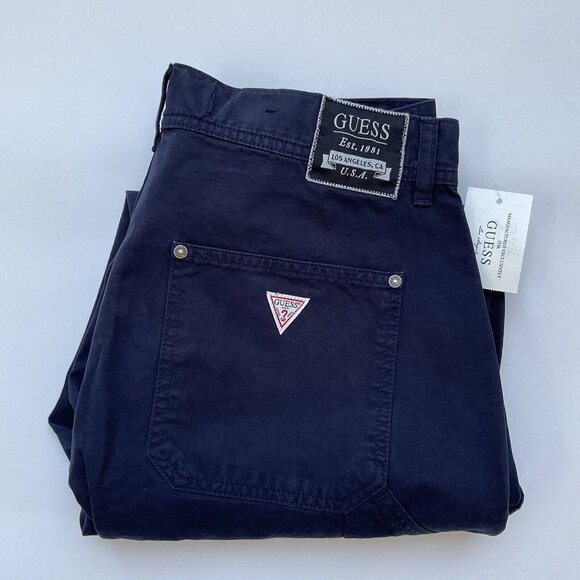 Guess Men’s Regular Tapered Carpenter Pants Relax Fit In Navy Blue Size 31 - Picture 3 of 12